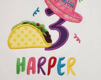 Fiesta Birthday Shirt- Girls Birthday Shirt- Taco Birthday Shirt - 3rd birthday Fiesta Shirt- Taco Tuesday Shirt