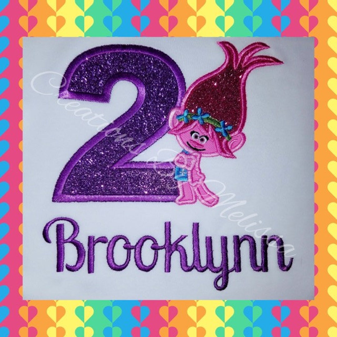 Poppy Troll 2nd Birthday Shirt/ Trolls Birthday Shirt/ Poppy Troll/ 2nd ...