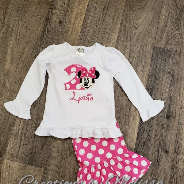 Minnie Mouse 2nd Birthday Outfit/ Birthday Outfit/ Minnie Mouse Outfit/ Girls Birthday Outfit