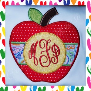Apple with Monogram Appliqued Shirt/ Back to School Shirt/ Personalized Back to School Apple Shirt
