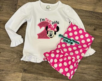 I'm Twodles Birthday Outfit(Pink)/Minnie Mouse Birthday/Minnie Mouse Applique/Minnie Mouse Shirt/Girls Birthday/Disney Shirt