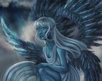 Impresión artística de fantasía de hadas de la tormenta