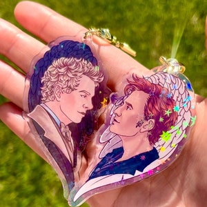 RESTOCKED! Ineffable Husbands, Good Omens - Holographic 3 Inch Keychains, Aziraphale Crowley Aziracrow Charms