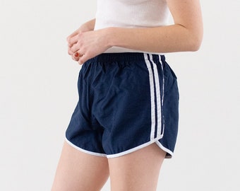 Vintage 24 25 26 27 28 Waist Striped Nylon Shorts | 90s Made in France Elastic Sportswear | XXS XS |