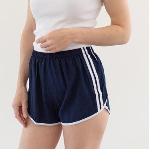 Vintage 24 25 26 27 28 Waist Striped Nylon Shorts 90s Made in France Elastic Sportswear XXS XS image 1