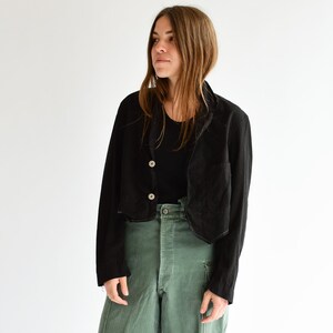 Vintage Black Overdye Crop Jacket | Short Western Bolero | XXS XS S