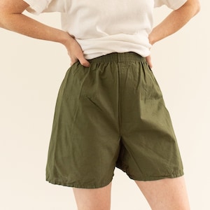 Vintage vert fatigue taille 20-26 en popeline de coton plissée | Short militaire | Boxers | Pyjama d'été TP