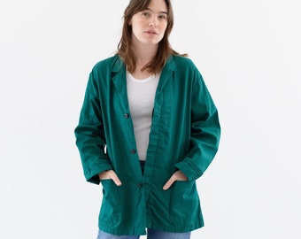 Vintage Emerald Green Chore Jacket | Unisex Cotton Utility Work | Made in Italy | M L | IT398