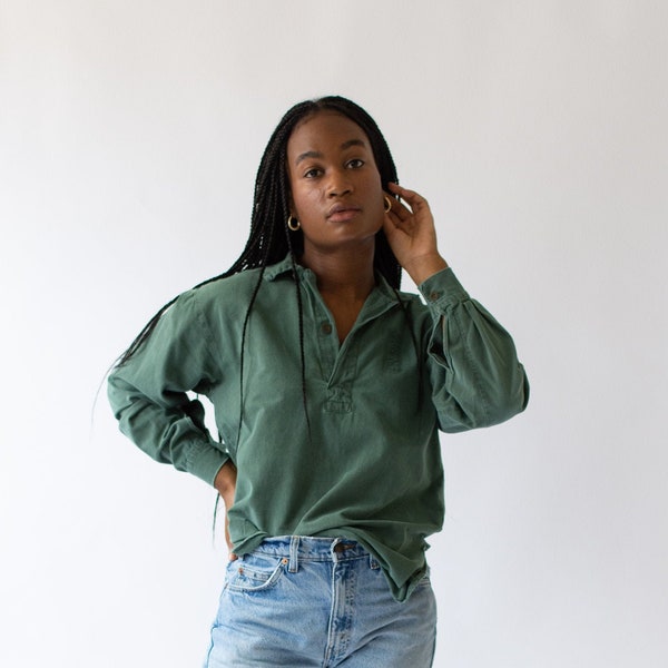 Vintage Sage Green Lightweight Popover Tunic Shirt | Pullover Henley | M | GP015