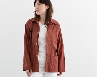 The Toulouse Jacket | Vintage Brick Red Chore Shirt Jacket | Unisex French Lightweight Cotton Utility Workwear | S M L |