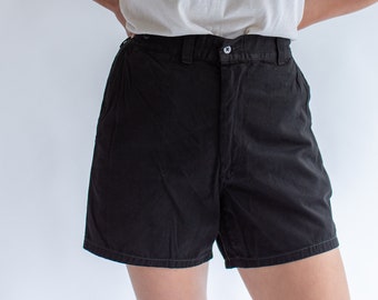 Vintage 29 30 31 32 Waist Black Cotton Chino Shorts | Overdye Utility Comfortable Shorts |