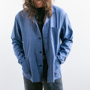 Vintage Sun Faded Blue Chore Work Jacket | Unisex Cotton