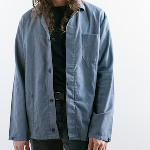 Vintage Faded Gray Grey Chore Work Jacket | Unisex Cotton Utility