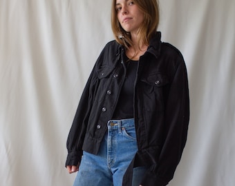 Vintage Black Denim Moto Jacket | Corozo 50s British Military | XS S M L |