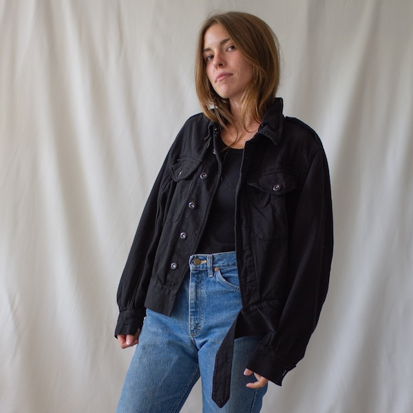 Vintage Black Denim Moto Jacket | Unisex Corozo 50s British Military | XS S M L |