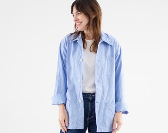 The Toulouse Jacket | Vintage Light Sky Blue Chore Jacket | Unisex French Lightweight Cotton Utility Workwear | S M |