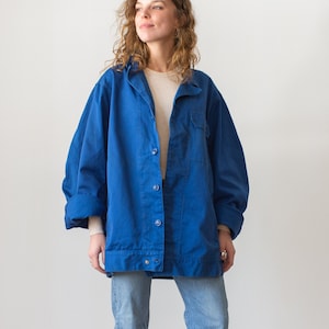 Vintage Matisse Blue Oversized Side Snap Coat Unisex Utility Work Jacket L image 9