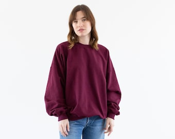 Vintage Berry Maroon Sweatshirt | Unisex Oversized Cotton Blend Comfy Lounge | XL XXL |