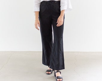 Vintage 28 32 34 Waist High Rise Sailor Pants | 50s Overdye Black Broadfall Trousers | SB002