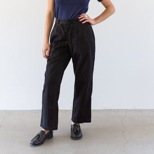 The Monaco Pants | Vintage 26 27 28 29 30 31 32 33 Waist Black Pleat Crop Cotton Twill Chinos | Unisex Button Fly Taper Utility Pant Trouser