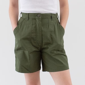 Vintage 25 26 27 28 29 Waist Poly Cotton Green Fatigue Shorts OG 507 Army Shorts Zipper Fly image 1