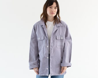 Vintage Light Purple Lilac Jacket | Unisex Cotton Utility Overshirt | Made in Italy | XXL |