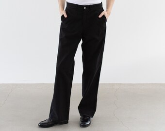 Vintage 28 Waist Black Cotton Twill Chinos | High Rise Unisex Straight Leg Utility Pant Trouser | P195