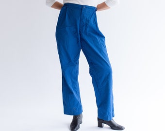 Vintage 29-41 Waist Matisse Blue Workwear Trousers | Unisex Lightweight High Waist Cotton Pants | Bright Blue Chino Waist