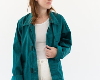 Vintage Emerald Green Chore Jacket | Unisex Cotton Utility Work | Made in Italy | L | IT403