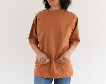 The Wardlea Smock in Terra Cotta Orange | Vintage Overdye Side Button Painter Shirt | Short Sleeve Studio Tunic | Artist Smock | S M L