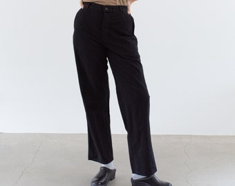 Vintage 30 32 33 34 Waist Black Cotton Twill Chinos | 60s High Rise Button Fly | Unisex Straight Leg Utility Pant Trouser | P146