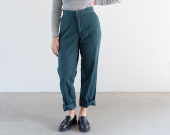 Vintage 30 Waist Teal Cotton Twill Chinos | Green Trousers Work Pants |