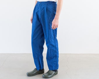 Vintage 29-41 Waist Matisse Blue Workwear Trousers | Unisex Lightweight High Waist Cotton Pants | Bright Blue Chino Waist