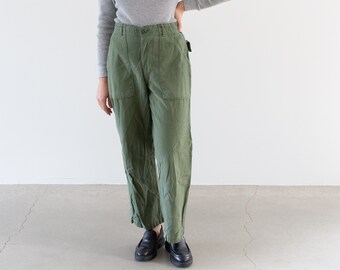 Vintage 29 Waist x 27 Inseam Olive Green Army Pants | Unisex Utility Fatigues Military Trouser | Zipper Fly | F520