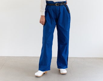 Vintage 29-41 Waist Matisse Blue Workwear Trousers | Unisex Lightweight 1950s High Waist Cotton Pants | Bright Blue Chino | M L