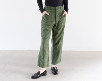 Vintage 29 Waist Olive Green Army Pants | Unisex Utility Fatigues Military Trouser | Button Fly | F539