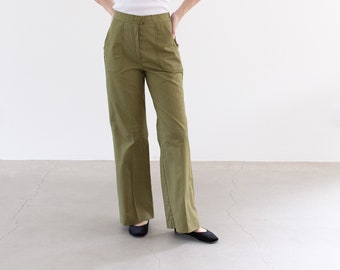 Vintage 27 28 Waist Olive Green Utility Army Pants | Unisex Utility Fatigues Military Trouser | F495