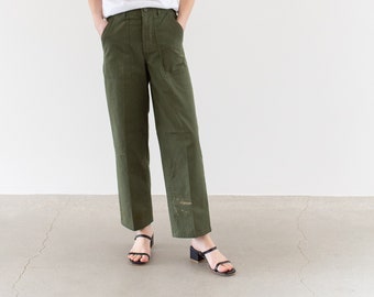 Vintage 25 Waist Army Pants | Cotton Poly Utility Army Pant | Green Fatigues | Made in USA | F381