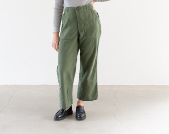 Vintage 30 Waist x 27 Inseam Olive Green Army Pants | Unisex Utility Fatigues Military Trouser | Button Fly | F507