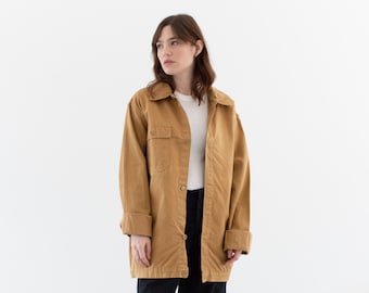 Vintage Tan Khaki Single Pocket Work Jacket | Unisex Utility Coat | Made in Italy | L | IT354