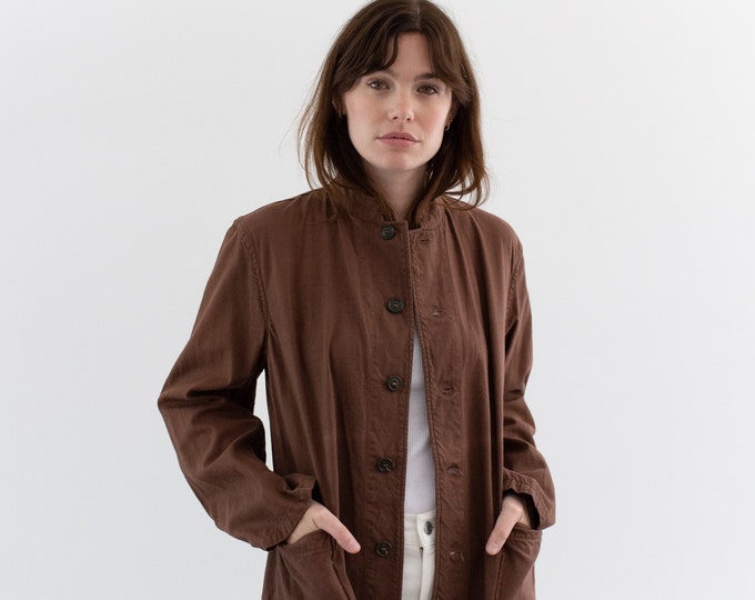 Vintage Chocolate Brown Chore Jacket | Unisex Cotton Utility Coat | S ...