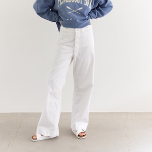 Vintage 29 30 Waist White Sailor Pant | High Rise Button Fly