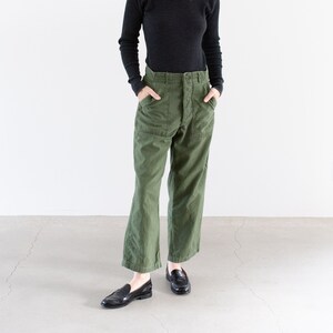 Vintage 29 Waist Olive Green Army Pants | Unisex Utility Fatigues Military Trouser | Button Fly | F539