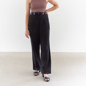 Vintage 27 28 29 30 31 Waist High Rise Sailor Pants | 50s Overdye Black Broadfall Trousers | Contrast Stitch | P169