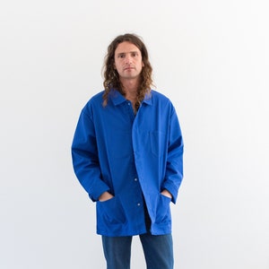 Vintage Matisse Blue Atelier Chore Coat Unisex Bright Cotton Blend Military Utility Work Jacket Made in Europe XL image 1