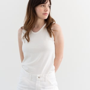 Das Sanremo Tank in Weiß | Vintage Super Soft Tank Top | 100% Baumwolle Singlet | Unterhemd | XS-S |