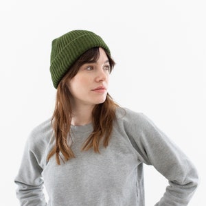 Woven Olive Green Beanie Acrylic hat Watch Cap ribbed military beanie Skull Cap Made in USA image 1