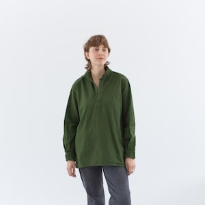 Vintage Forest Green Lightweight Popover Tunic Shirt | Pullover | Cotton Henley | M L | GP003