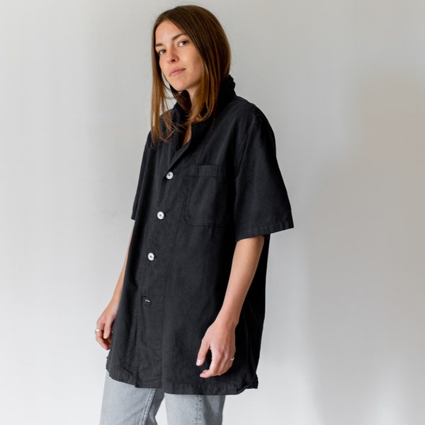 The Willet Shirt | Vintage Black Short Sleeve Work Shirt | Unisex Workwear Pocket Top | XS S M L |