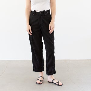 Vintage High Waist Black Cargo Pants | Unisex 26 27 28 29 30 31 Waist Fatigues Trousers | Euro Dutch Military | C102